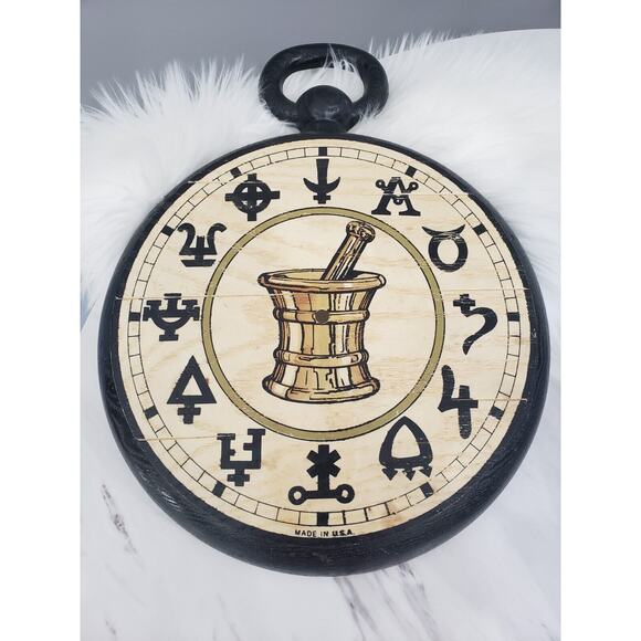 Vintage 1960s‎ KLEIN Pharmacy RX Alchemy Symbols Brass Clock With Dome Glass - Picture 1 of 7